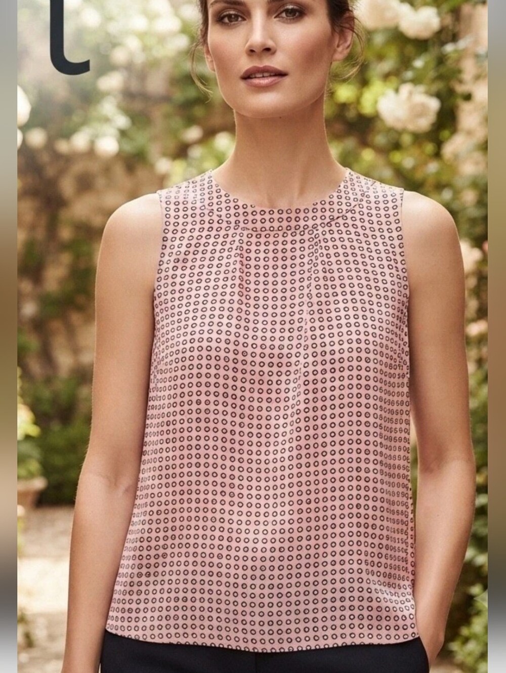LOFT Sleeveless Pink Geo-Print Shell Top